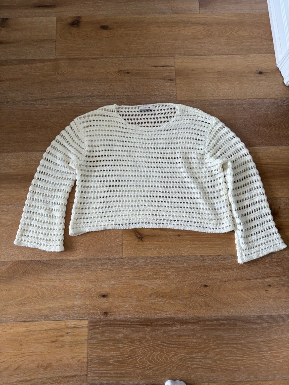 Sadie & Sage White Open-Knit Crochet Top